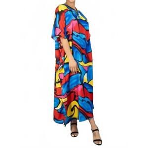NEW KARA CHIC maxi kaftan dress in yellow multi